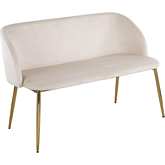 Fran Bench in Cream Velvet & Gold Steel